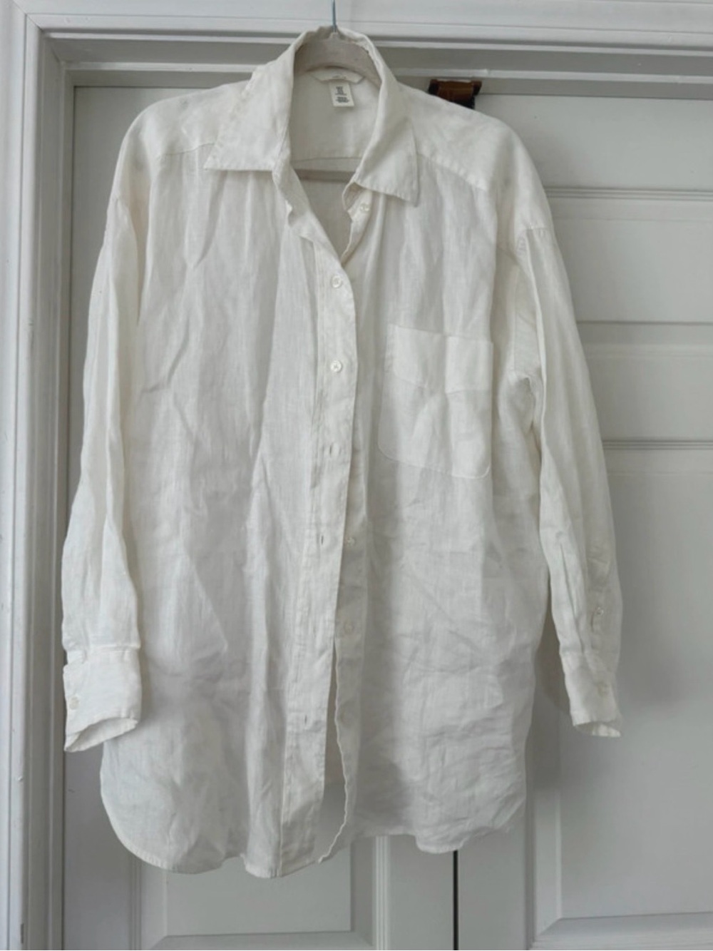 H&M White Linen Button Down Shirt